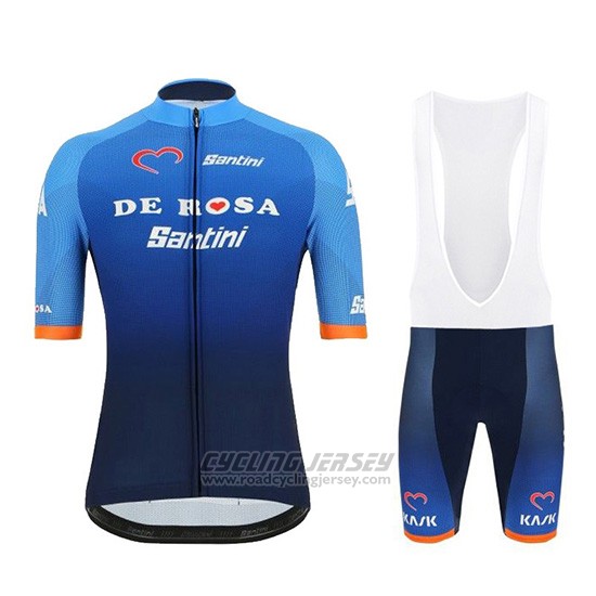 2019 Cycling Jersey de Pink Blue Short Sleeve and Overalls